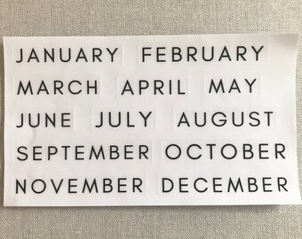 12 Calendar Month Headings, Static Cling, Reusable Modern Stickers, Acrylic Calendar, Glass Wall Calendar, Dry Erase, Free Shipping!