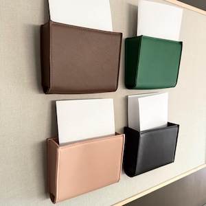 NEW! Magnetic Leather Pocket: MEDIUM Vegan Leather Mail Organizer, Family Organization bin, Modern Command Center, Magnetic Board Holder