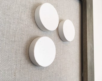 CRAZY STRONG Wooden Circle Magnets, Painted White Modern Style, Refrigerator Magnets, Home or Office Magnetic Board Organizer, 1.5" diameter