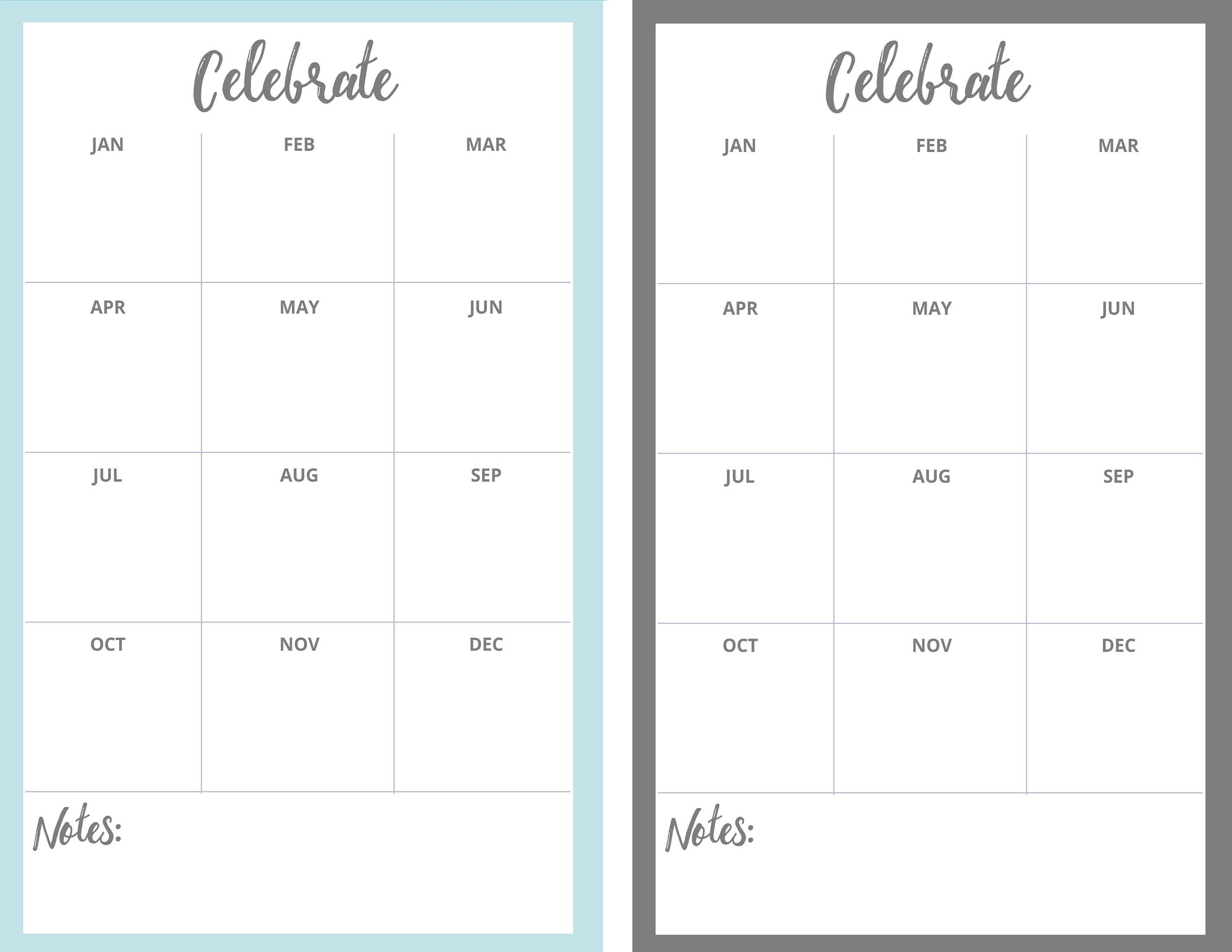 Birthday Calendar in 6 Colors Special Dates Schedule Etsy