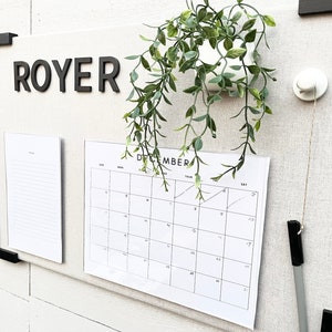 SPACE SAVER #1 -- Magnetic Board: 24"x16" Modern Style Magnetic Board | Calendar, Weekly Schedule, Chores, Menu, Grocery, Family Wall Board