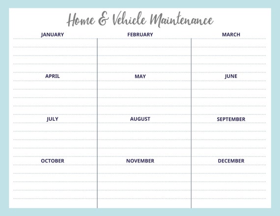 Car Maintenance Schedule Chart