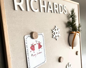Linen Magnetic Board Black or Oak Framed Office Organizer Modern Custom Command Center Dry Erase Calendar Magnetic Organizer 24&quot;X24&quot; Holiday