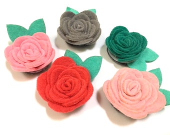 SALE Felt Flower Magnets: Set of 5 Sweet, Decorative Magnets in a Gift Tin, Birthday Gift for Fridge or Magnetic Board, So Cute!