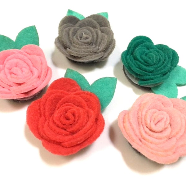 SALE Felt Flower Magnets: Set of 5 Sweet, Decorative Magnets in a Gift Tin, Birthday Gift for Fridge or Magnetic Board, So Cute!