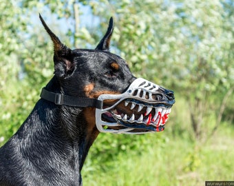Scary dog top muzzle with teeth