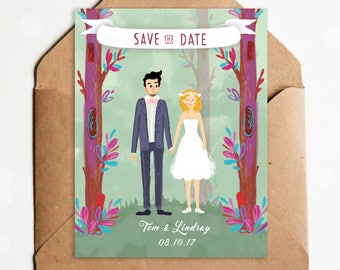 custom wedding portrait, wedding illustration, save the date cards, couple portrait, wedding invitation, wedding gift, wedding gift ideas