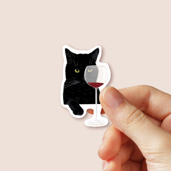 Vinyl Sticker Wein Katze