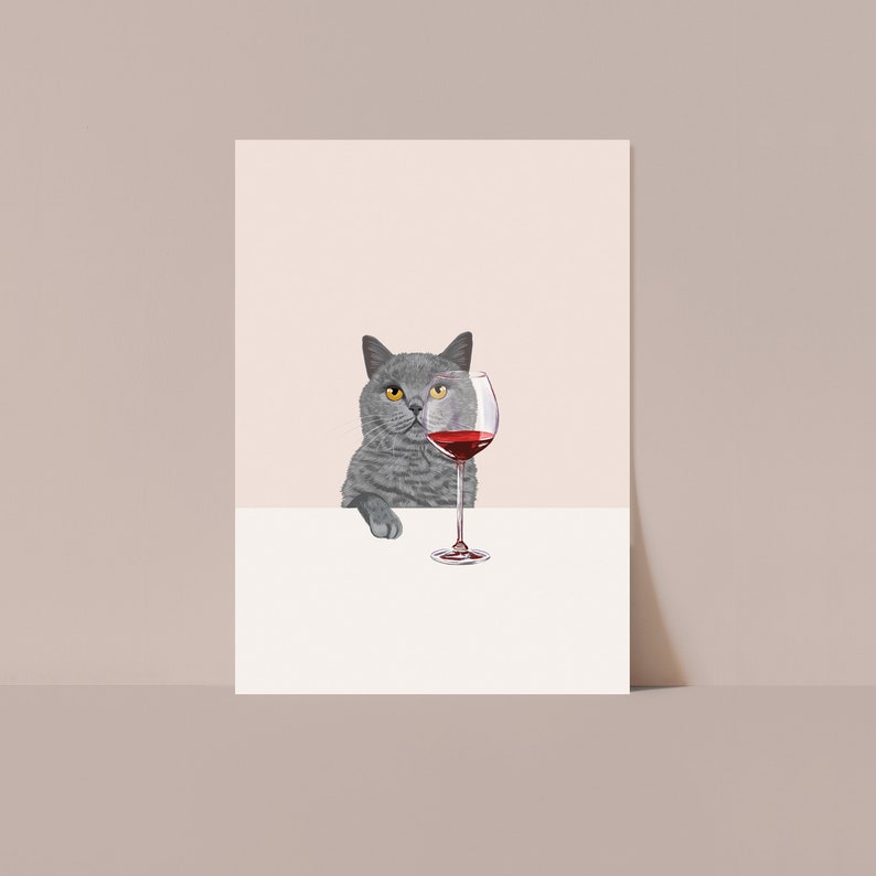 Wine Cat Poster British Shorthair image 2