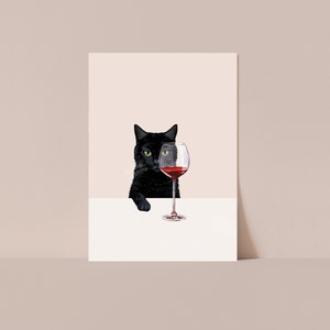 Wine Cat A6 Postcard image 1