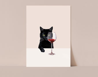 Weinkatze A6 Postkarte