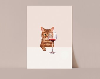 Wein Katze Poster - Orange Katze