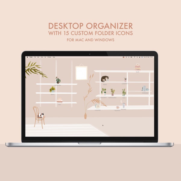 Desktop wallpaper organizer with custom icons