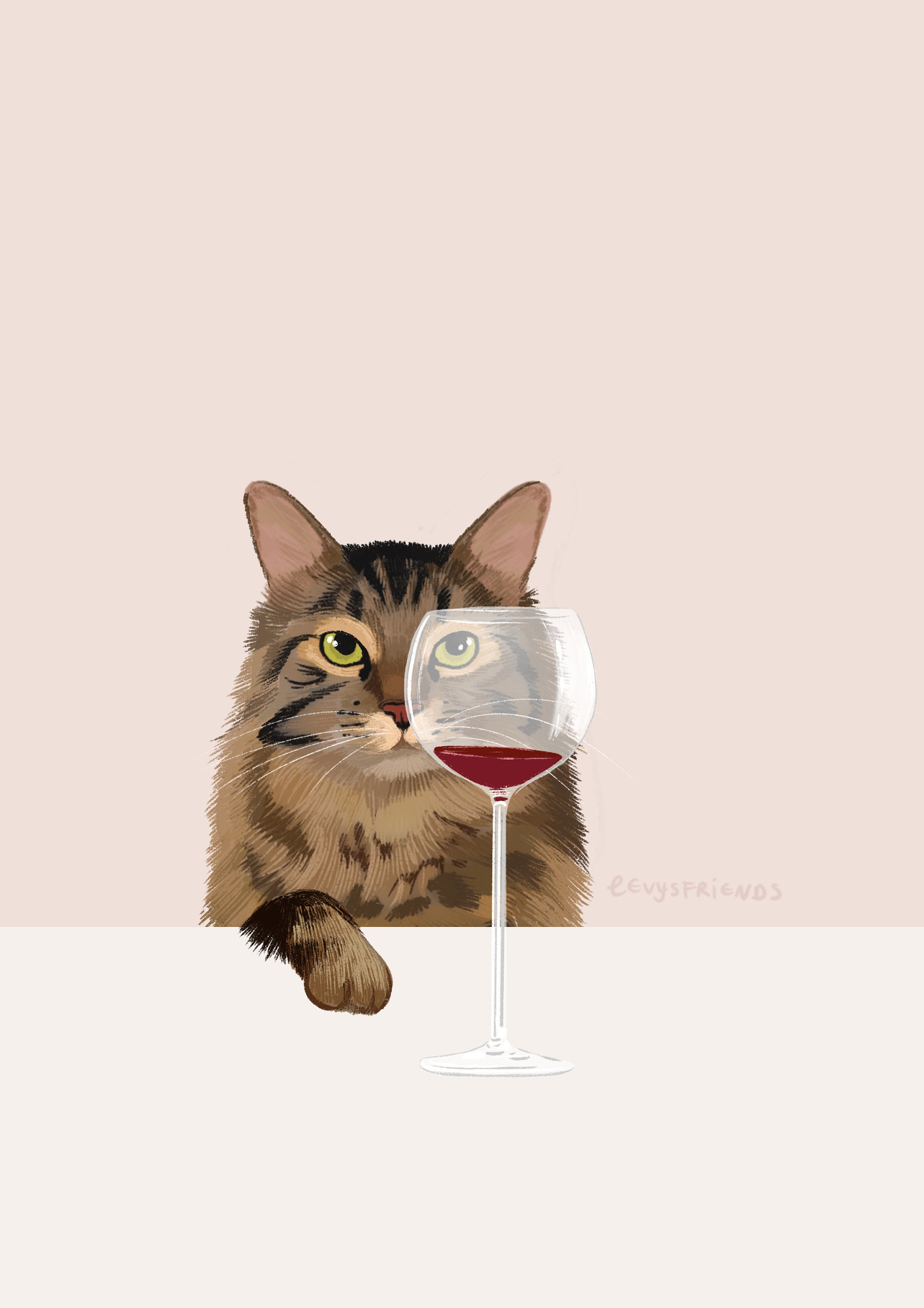 BALI CAT wine 11x14  art PRINT impressionism animals new gift 