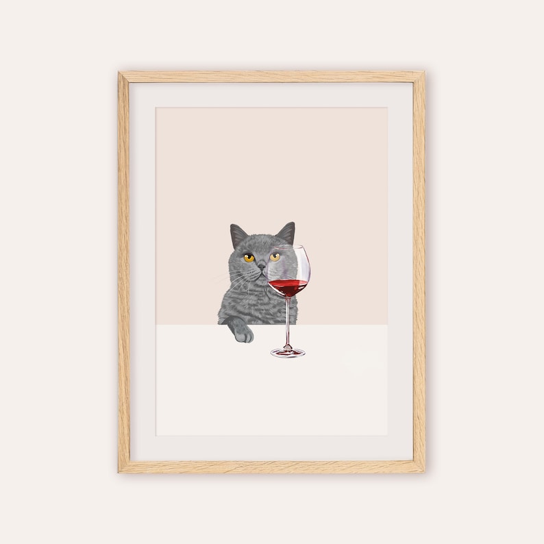 Wine Cat Poster British Shorthair image 1