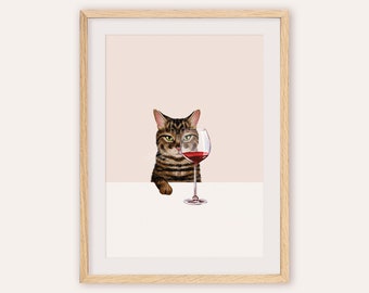 Wine Cat Poster - Tabby