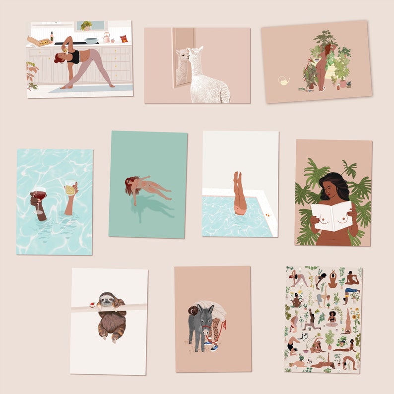 Großes Postkarten Set mit 10 Frauen Bild 1