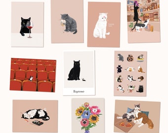 Grand set de cartes postales - Chats