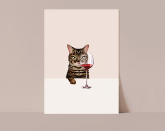 Wein Katze Poster - Hauskatze