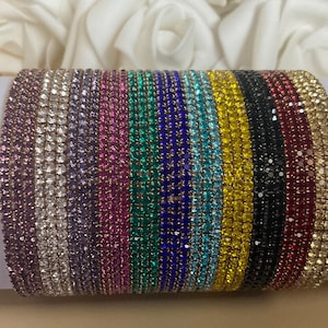 Diamante Stacking Bracelets Colourful Sparkling Stretchy 16 - 17 cm - For Smaller Wrists - Teens