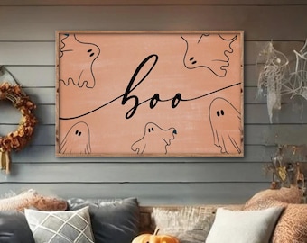 Boo Halloween Sign, Halloween Ghost Decor, Spooky Halloween Wood Decor, Farmhouse Halloween Decor, Halloween Mantel Decor, Fall Wood Sign