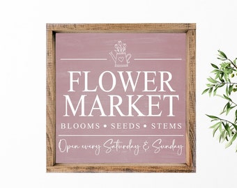 Flower Market Sign, Farmhouse Flower Market Spring Sign, Fresh Cut Flower Market Wood Sign, Entryway Spring Decor, Spring Wall Art Decor