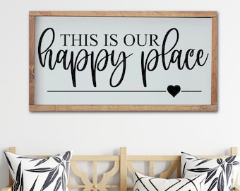 This Is Our Happy Place Wood Sign, Family Wood Sign, Living Room Wall Decor, Happy Place Sign, Entryway Decor, Farmhouse Wood Sign