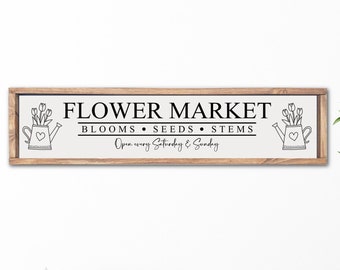 Flower Market Sign, Farmhouse Flower Market Spring Sign, Fresh Cut Flower Market Wood Sign, Entryway Spring Decor, Spring Wall Art Decor