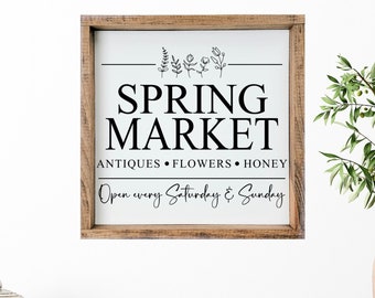 Spring Market Sign, Farmhouse Flower Market Spring Sign, Spring Farmers Market Wood Sign, Entryway Spring Decor, Spring Wall Art Decor