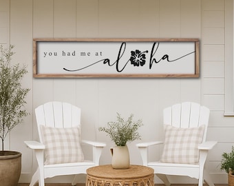 Letrero "Me conquistaste" con "Aloha", decoración de pared estilo bohemio para casa de playa, decoración de hogar playero, decoración costera de madera, decoración náutica, arte de pared playero
