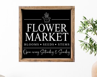 Flower Market Sign, Farmhouse Flower Market Spring Sign, Fresh Cut Flower Market Wood Sign, Entryway Spring Decor, Spring Wall Art Decor