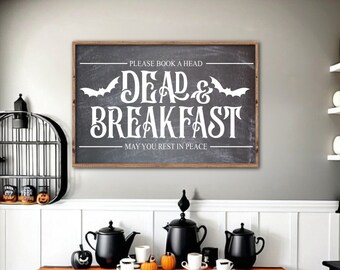 Dead and Breakfast Wood Sign, Modern Farmhouse Halloween Sign, Halloween Wall Decor, Boho Halloween Entryway Decor, Halloween Mantel Decor