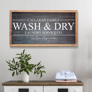 Personalized Laundry Room Sign, Family Name Laundry Room Sign, Modern Farmhouse Laundry Decor, Laundry Room Wall Decor, Wash Dry Fold