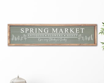 Spring Market Sign, Farmhouse Flower Market Spring Sign, Spring Farmers Market Wood Sign, Entryway Spring Decor, Spring Wall Art Decor