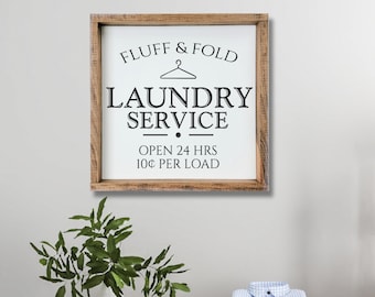 Fluff and Fold Laundry Sign, Laundry Room Sign, Funny Laundry Sign, Farmhouse Laundry Sign, Laundry Room Wall Decor, Farmhouse Wood Sign
