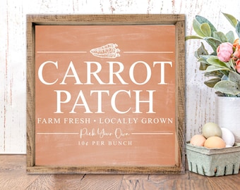 Carrot Patch Sign, Farmhouse Easter Decor, Easter Entryway Decor, Easter Mantel Decor, Spring Decor, Wood Carrot Decor