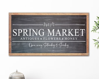 Spring Market Sign, Farmhouse Flower Market Spring Sign, Spring Farmers Market Wood Sign, Entryway Spring Decor, Spring Wall Art Decor