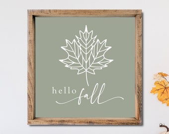 Hello Fall Wood Sign, Modern Farmhouse Fall Sign Decor, Farmhouse Fall Entryway Decor, Fall Mantle Decor, Autumn Decor, Fall Leaf Decor