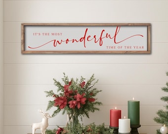 It's the Most Wonderful Time of the Year Sign, Modern Farmhouse Christmas Wall Decor, Christmas Entryway Decor, Christmas Mantle Decor