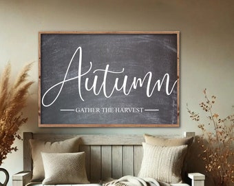 Autumn Gather the Harvest Sign, Fall Sign, Rustic Fall Wood Sign, Farmhouse Fall Wood Decor, Fall Sign, Fall Mantle Decor, Autumn Decor