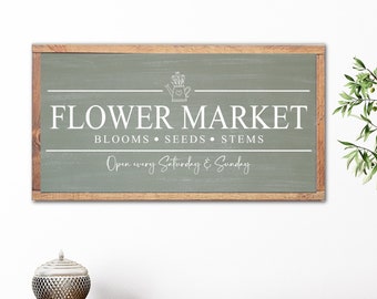 Flower Market Sign, Farmhouse Flower Market Spring Sign, Fresh Cut Flower Market Wood Sign, Entryway Spring Decor, Spring Wall Art Decor