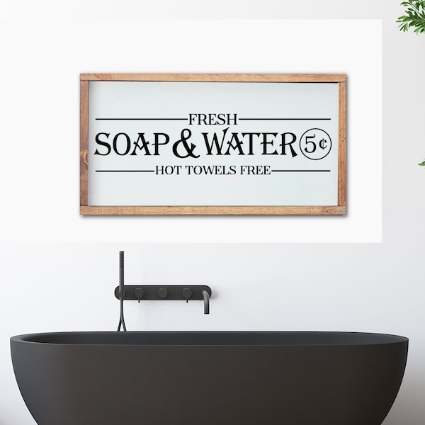 Fresh Soap and Water Sign, Farmhouse Bathroom Sign, Bathroom Wall Decor, Rustic Bathroom Sign, Washroom Sign, Wood Bathroom Sign