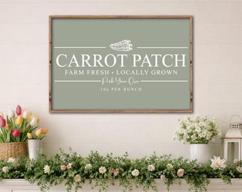 Carrot Patch Sign, Farmhouse Easter Decor, Easter Entryway Decor, Easter Mantel Decor, Spring Decor, Wood Carrot Decor