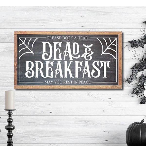 Dead and Breakfast Sign, Farmhouse Halloween Sign, Halloween Wood Decor, Farmhouse Halloween Decor, Halloween Mantel Decor, Fall Wood Sign