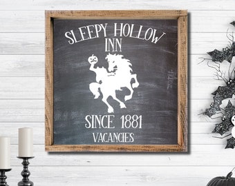 Sleepy Hollow Inn Sign, Headless Horsemen Sign, Haunted Decor, Halloween Wood Sign, Farmhouse Halloween Wood Decor, Halloween Mantel Decor