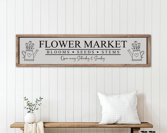 Flower Market Sign, Farmhouse Flower Market Spring Sign, Fresh Cut Flower Market Wood Sign, Entryway Spring Decor, Spring Wall Art Decor