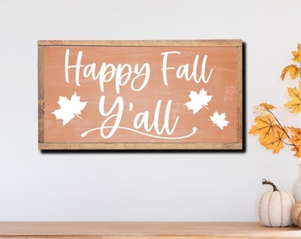 Happy Fall Y'all Sign, Pumpkin Wood Sign, Rustic Fall Sign, Farmhouse Fall sign, Pumpkin Decor, Fall Sign, Fall Mantle Decor, Autumn Decor