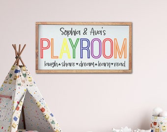 Personalized Playroom Wood Sign, Custom Playroom Sign, Playroom Sign, Playroom Decor, Kids Playroom Wall Decor, Playroom Sign with Names