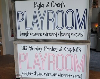 Personalized Playroom Wood Sign, Custom Playroom Sign, Playroom Sign, Playroom Decor, Kids Playroom Wall Decor, Playroom Sign with Names