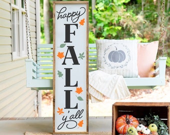 Happy Fall Yall Fall Porch Sign, Fall Wood Porch Leaner Sign, Farmhouse Fall Porch Decor, Fall Entryway Decor, Fall Mantel Decor